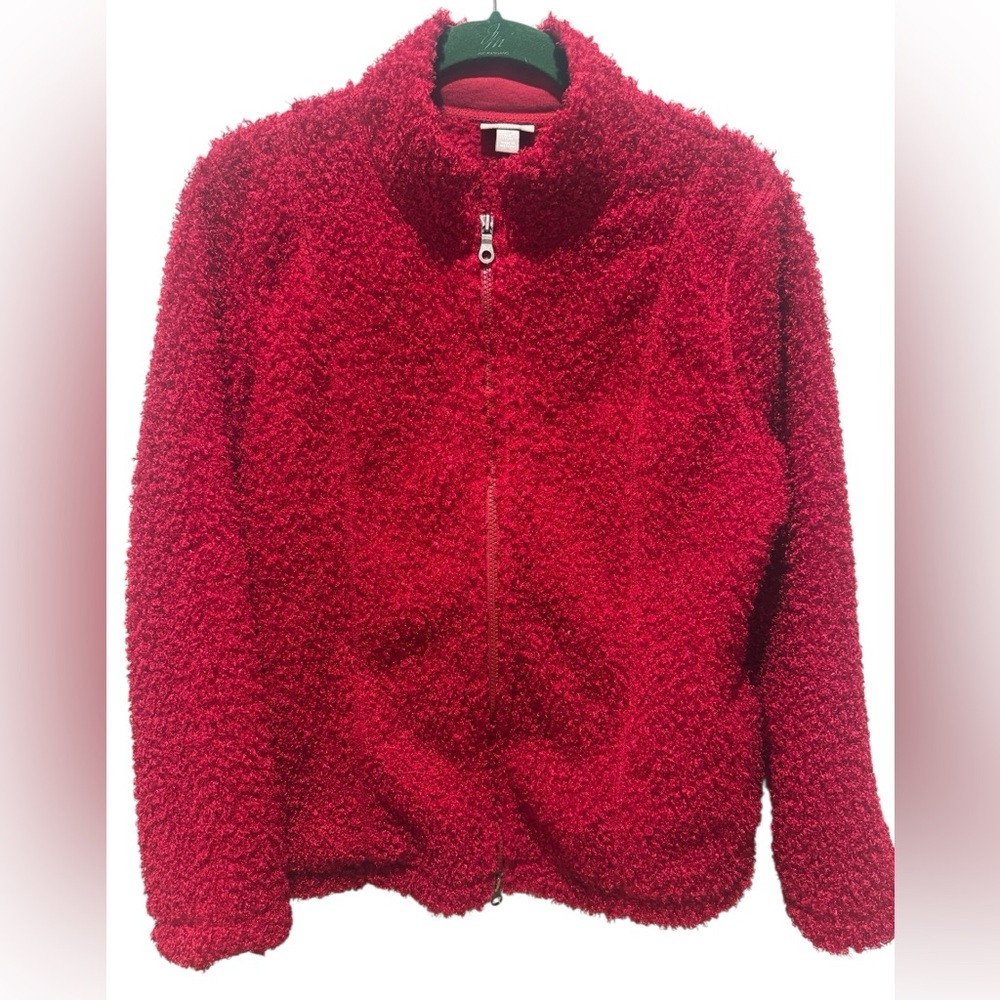 J.JILL Women's Cozy Red Fleece Jacket